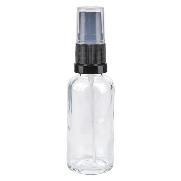 Frasco de farmácia transparente 30ml tampa spray preto Frasco de farmácia transparente 30ml tampa spray preto