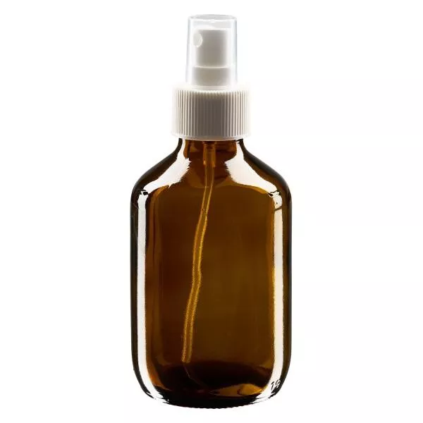 Frasco para medicamentos de 200 ml castanho, com bomba pulverizadora branca ApoGlas Frasco para medicamentos de 200 ml castanho, com bomba pulverizadora branca ApoGlas
