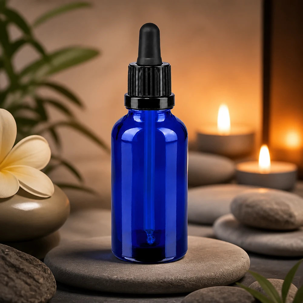 Frasco pipeta 30ml preto com fecho inviolável BlueLine UT18/30 Frasco de pipeta compacto de 30 ml BlueLine UT18/30 ideal para cosmética e naturopatia