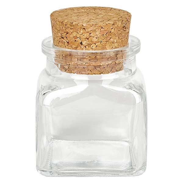 Quadratus 120ml transparente, abertura 39mm, com rolha 38/42