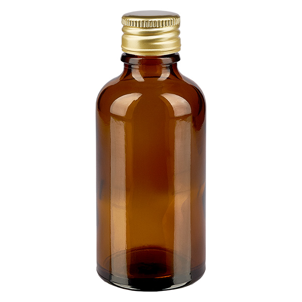 Frasco de 50ml com tampa de rosca de 11mm Alu-Gold Standard CastanhoL. UT18/50