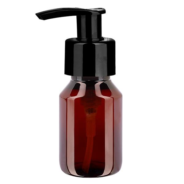 Frasco PET 50ml com bomba dispensadora preta Frasco PET 50ml com bomba dispensadora preta