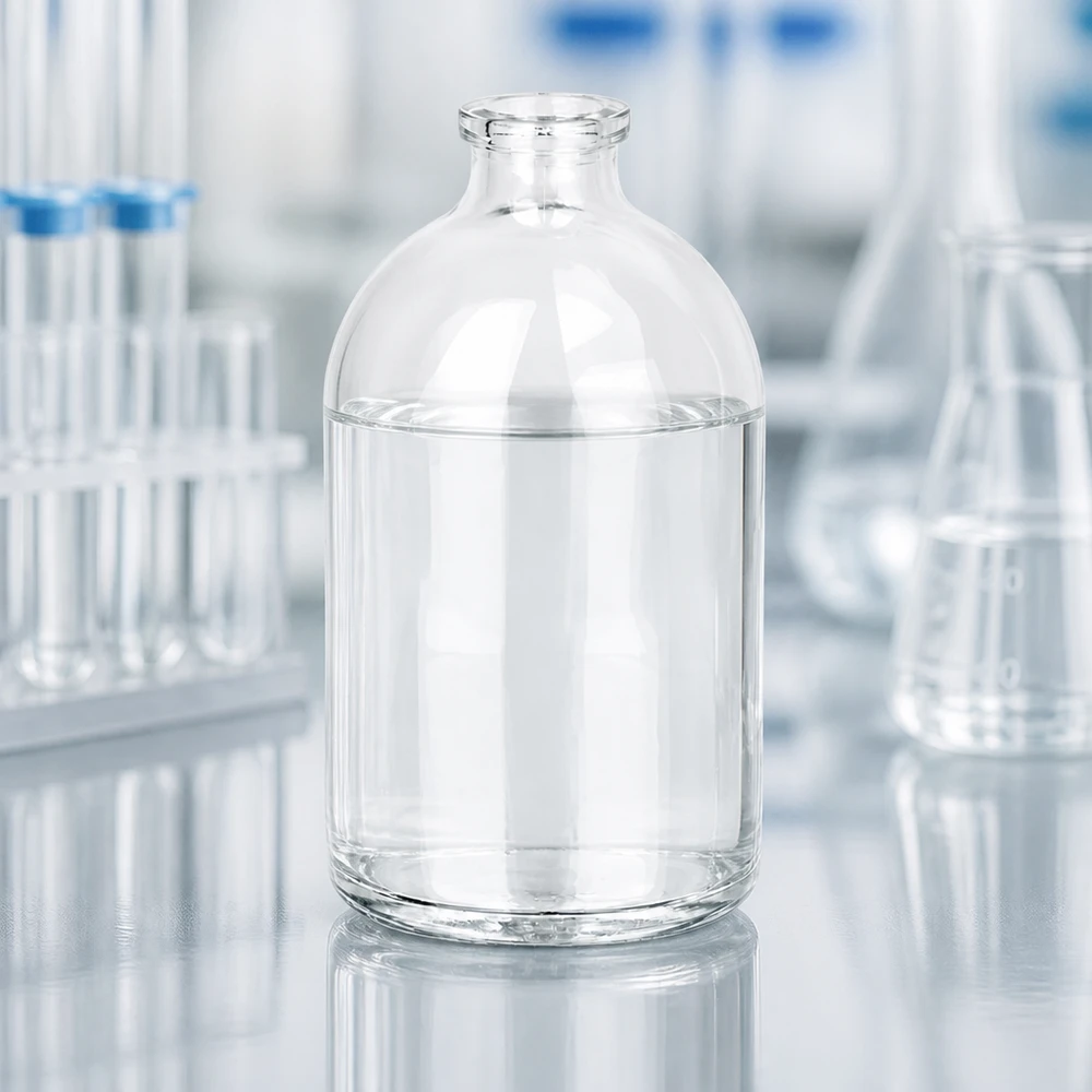 Frasco de injeção de vidro transparente 100ml Hochwertige Injektionsflasche Klarglas 100ml mit glatter zylindrischer Wandung