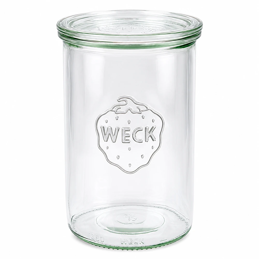 Frasco de vidro WECK 1000ml com tampa de vidro RR100 Frasco de vidro vazio transparente para armazenamento e conservação