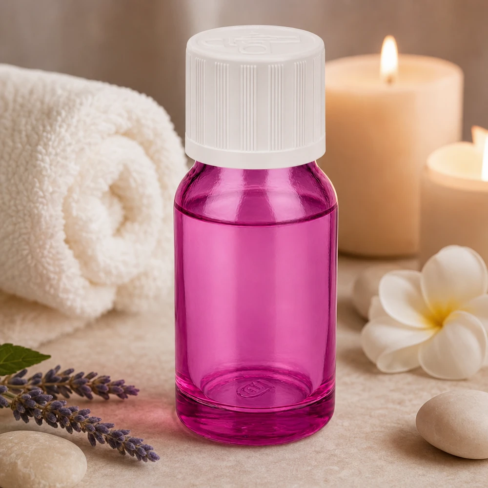 Frasco de 10 ml com tampa de rosca de 11 mm branca padrão resistente a crianças PurpleLine UT18/10 Frasco PurpleLine de 10 ml com abertura de 11 mm ideal para a produção de cosméticos DIY e cosméticos naturais