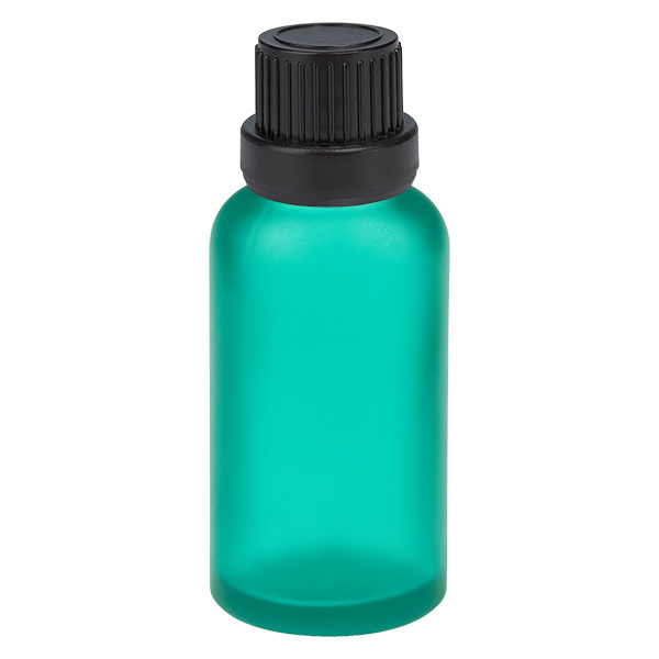 Frasco conta-gotas de 30 ml com tampa inviolável preta de 2 mm VerdeL. UT18/30