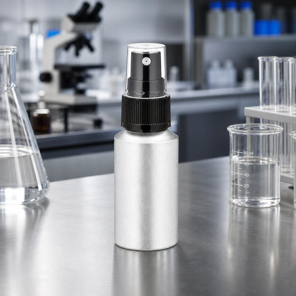 30ml gebeizte Aluflasche mit Zerstäuber Frasco pulverizador de alumínio de 30 ml com acabamento mate, ideal para laboratórios e salões de beleza