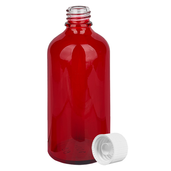 Frasco de 100ml com tampa de rosca de 11mm branco standard RedLine UT18/100 Frasco de 100ml com tampa de rosca de 11mm branco standard RedLine UT18/100
