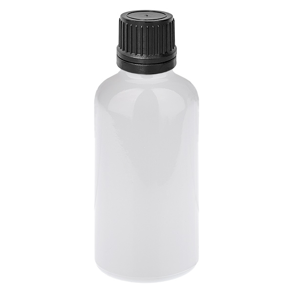 Frasco conta-gotas de 50 ml, 1 mm, preto, tampa inviolável WhiteLine UT18/50