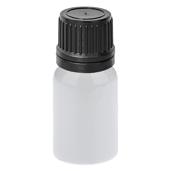 Frasco conta-gotas de 5 ml, 1 mm, preto, tampa inviolável WhiteLine UT18/5