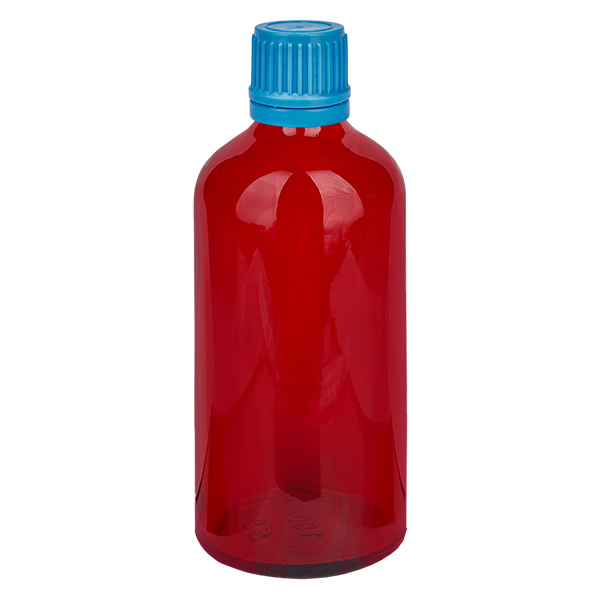 Frasco de 100ml com tampa de rosca de 11mm azul tampa inviolável RedLine UT18/100