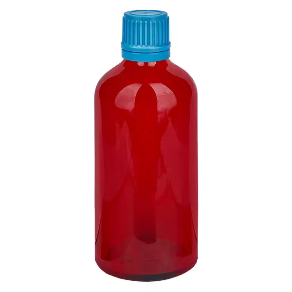 Frasco de 100ml com tampa de rosca de 11mm azul tampa inviolável RedLine UT18/100 Frasco de 100ml com tampa de rosca de 11mm azul tampa inviolável RedLine UT18/100
