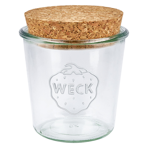 Copos de vidro de 580ml WECK RR100 com cortiça natural