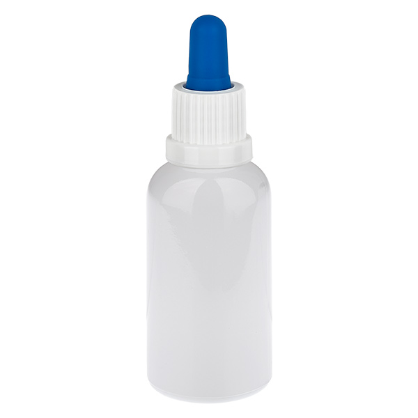 Frasco pipeta de 30 ml branco/azul com tampa inviolável WhiteLine UT18/30