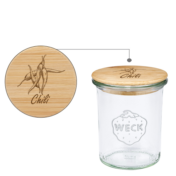Cobertura em tecido "Chilli" com verniz WECK à mão 160ml Cobertura em tecido "Chilli" com verniz WECK à mão 160ml