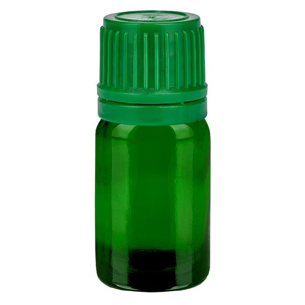 Frasco de 5 ml com tampa de rosca de 11 mm verde com fecho inviolável GreenLine UT18/5