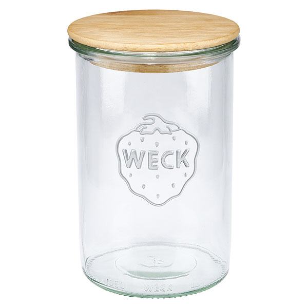Copos de vidro WECK RR100 de 1000ml com tampa de madeira
