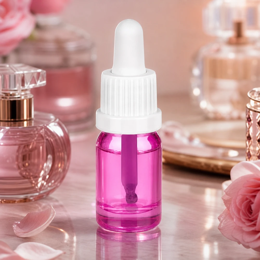 Frasco conta-gotas premium de 5 ml em vidro borossilicato violeta com fecho de segurança branco para crianças OV PurpleLine