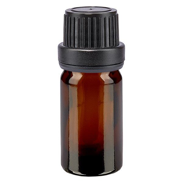 Frasco de farmácia castanho 5ml tampa de rosca preta com fecho inviolável Frasco de farmácia castanho 5ml tampa de rosca preta com fecho inviolável
