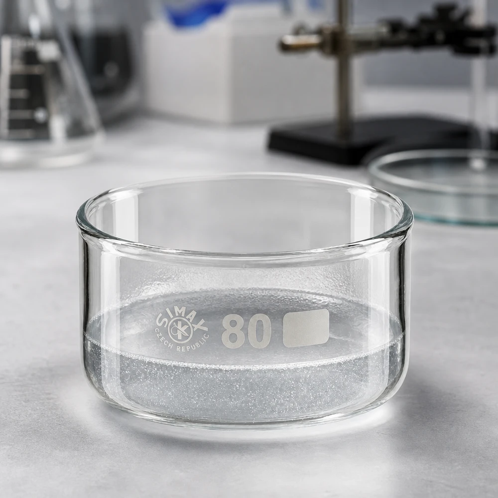 Taça de cristalização transparente vazia, 150 ml, vidro borossilicato, ø 80 mm, SIMAX República Checa, material de laboratório