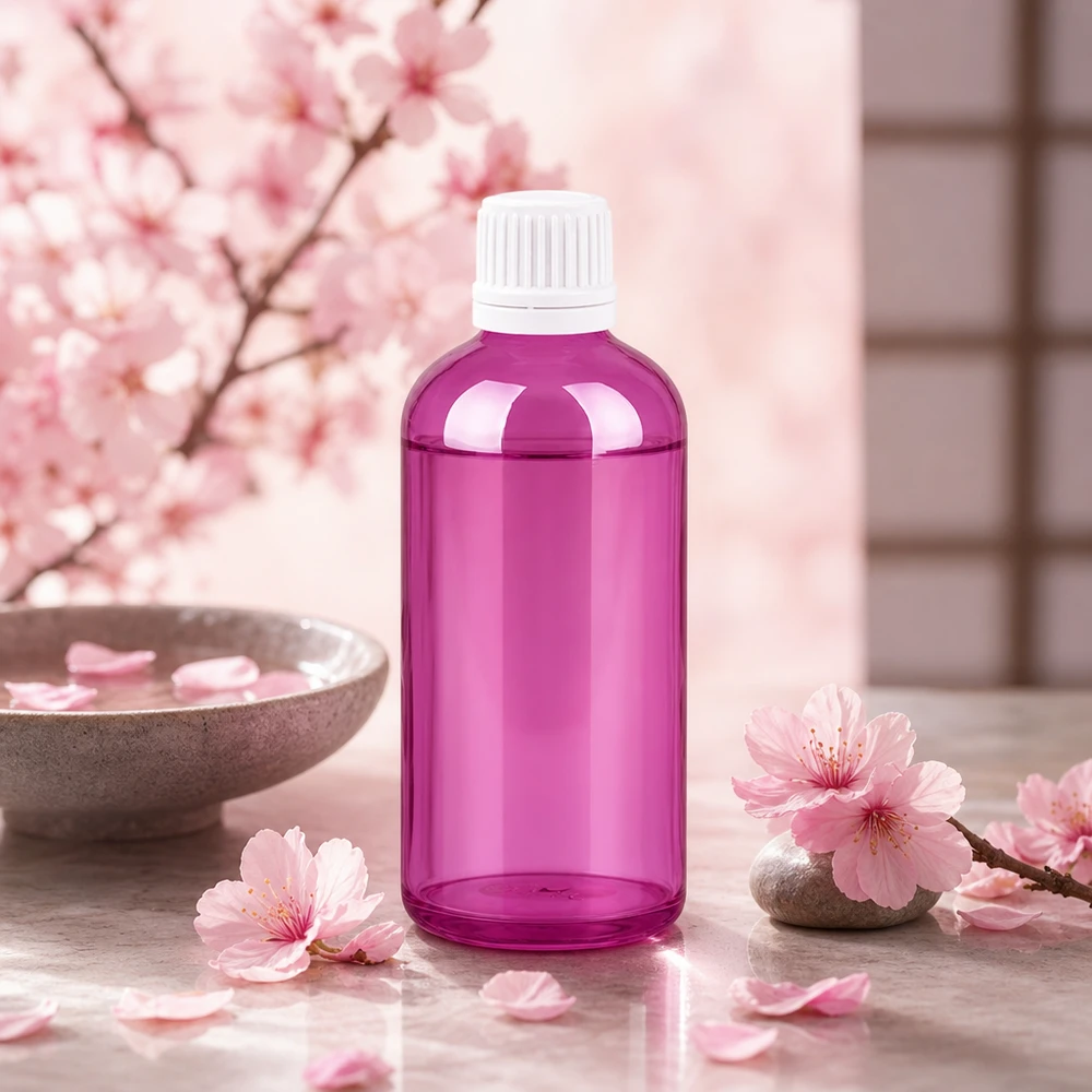 Frasco conta-gotas vazio de 100 ml em violeta transparente com tampa de segurança para crianças para cosméticos DIY