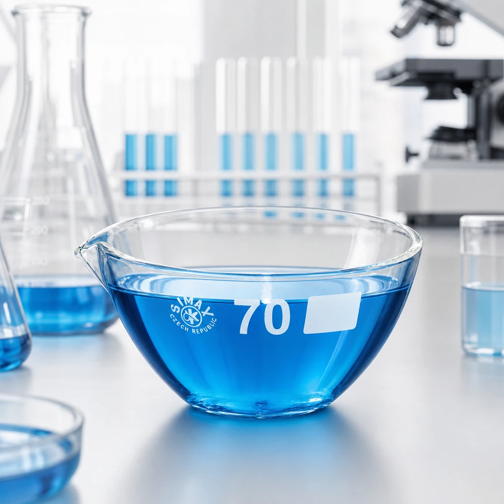 Placa de evaporação de 60 ml resistente ao calor com bico de borossilicato para experiências e análises químicas