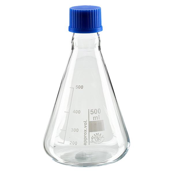 Frasco Erlenmeyer 500ml com tampa de rosca