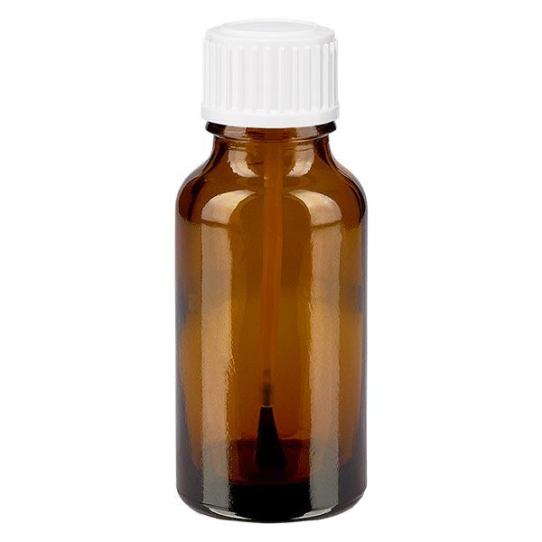Frasco de farmácia castanho 20ml com tampa de rosca branca Frasco de farmácia castanho 20ml com tampa de rosca branca