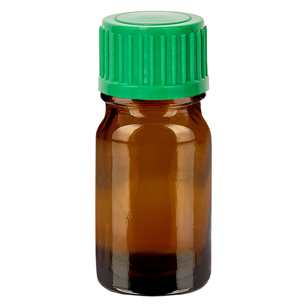 Frasco conta-gotas de 5 ml com tampa standard verde de 0,8 mm BrownLine UT18/5