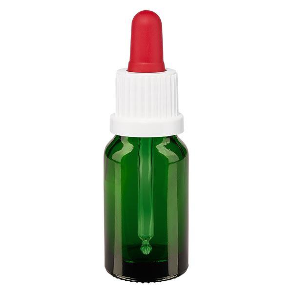 Frasco de farmácia verde pipeta 10ml branco/vermelho fecho inviolável
