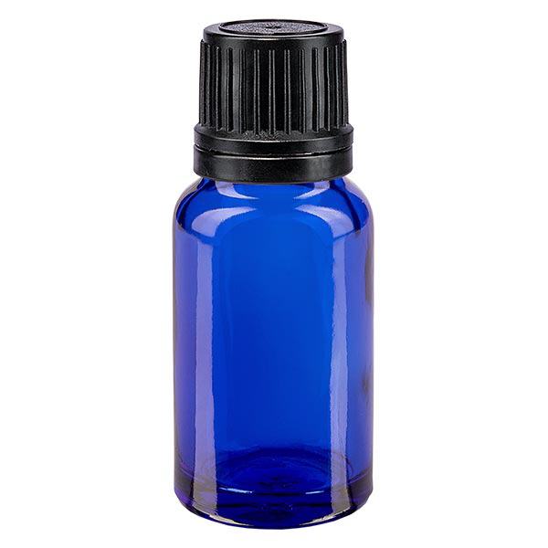 Frasco de farmácia azul 10ml tampa de rosca preta anel de vazamento fecho inviolável Frasco de farmácia azul 10ml tampa de rosca preta anel de vazamento fecho inviolável