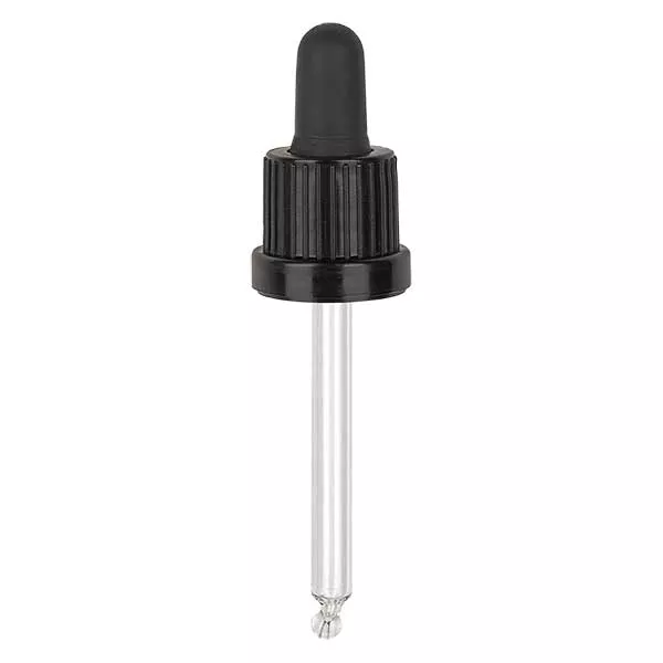 Pipeta conta-gotas de vidro, preto/preto PL63 com fecho inviolável II Pipeta conta-gotas de vidro, preto/preto PL63 com fecho inviolável II