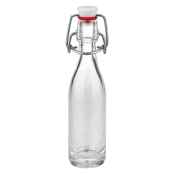 Frasco de vidro de 50 ml + tampa basculante em PVC UNiTWIST Garrafa de vidro de 50 ml com tampa basculante PVC UNiTWIST - garrafa pequena com clip de metal e rolha branca