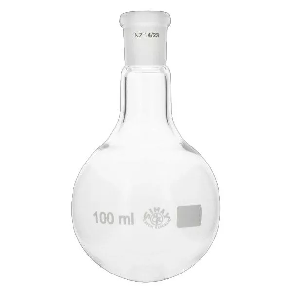 Balão de fundo redondo 100ml com junta esmerilada standard (14/23) Balão de fundo redondo 100ml com junta esmerilada standard (14/23)