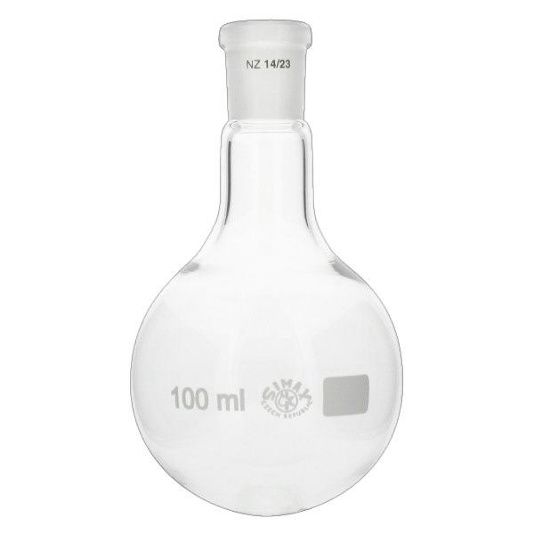 Balão de fundo redondo 100ml com junta esmerilada standard (14/23) Balão de fundo redondo 100ml com junta esmerilada standard (14/23)