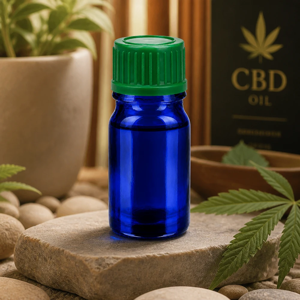 Frasco de 5 ml com tampa de rosca de 11 mm verde Standard BlueLine UT18/5 Frasco de vidro azul-cobalto de 5 ml 11 mm SV verde STD BlueLine UT18/5 para CBD e aromaterapia