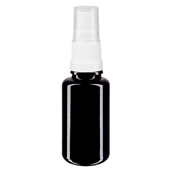Frasco de farmácia violeta 20ml com acessório spray branco Frasco de farmácia violeta 20ml com acessório spray branco