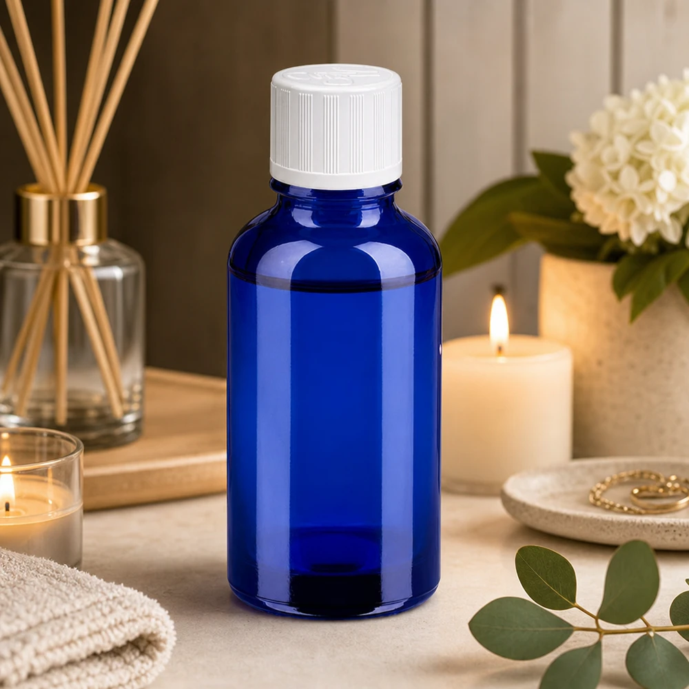Frasco de precisão de 30 ml em vidro azul com rosca de 11 mm para aplicações profissionais