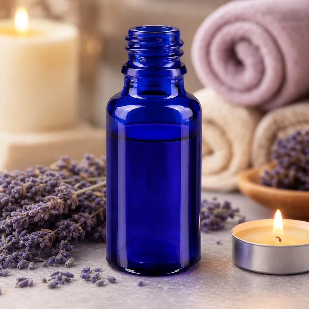 Frasco conta-gotas 20ml DIN 18 BLAUGLAS Frasco de vidro azul de 20 ml ApoGlas com gargalo roscado para óleos essenciais e aromaterapia