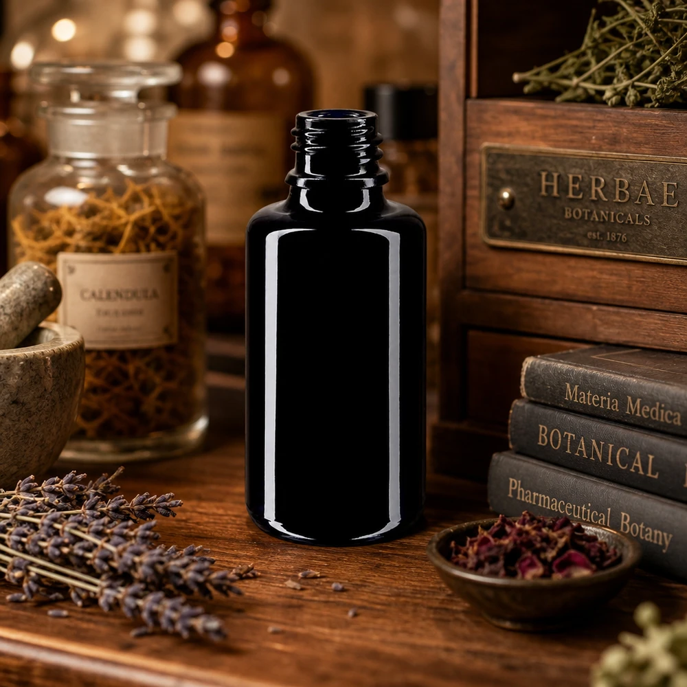Frasco de vidro violeta 30ml DIN 18 (Mironglas) Frasco conta-gotas Orion de 30 ml em vidro Miron violeta robusto para essências de ervas e remédios naturais