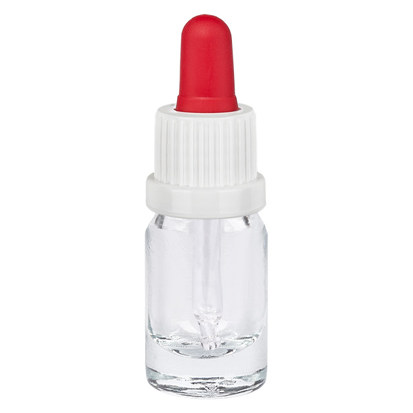 Frasco pipeta de 5ml branco/vermelho tampa inviolável ClearLine UT18/5