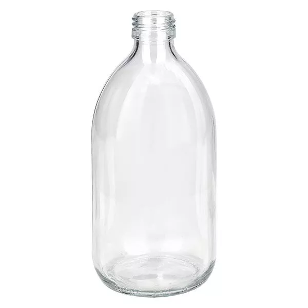 Frasco de medicamento de 500ml transparente, sem tampa PP28 ApoGlas Frasco de medicamento de 500ml transparente, sem tampa PP28 ApoGlas