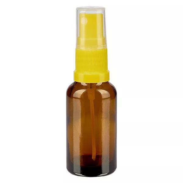 Frasco de farmácia castanho 20ml spray top amarelo Frasco de farmácia castanho 20ml spray top amarelo