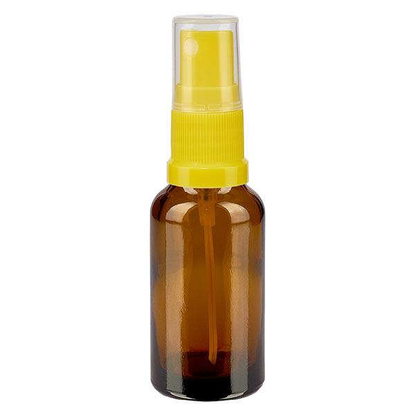 Frasco de farmácia castanho 20ml spray top amarelo