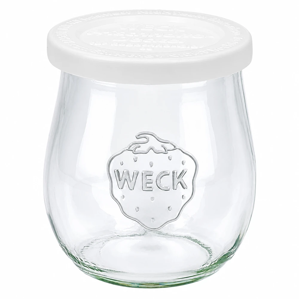 Frasco em forma de tulipa de 220 ml com tampa de conservação WECK RR60 Frasco de tulipa WECK 220ml com tampa de frescura branca RR60 - frasco de vidro para conservas e armazenamento