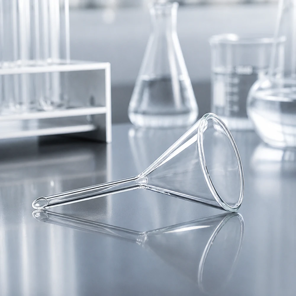 Funil ø35mm borosilicato ângulo 60 estilo curto Funil de laboratório transparente em vidro borossilicato de alta qualidade com 35 mm de diâmetro para trabalhos profissionais de laboratório