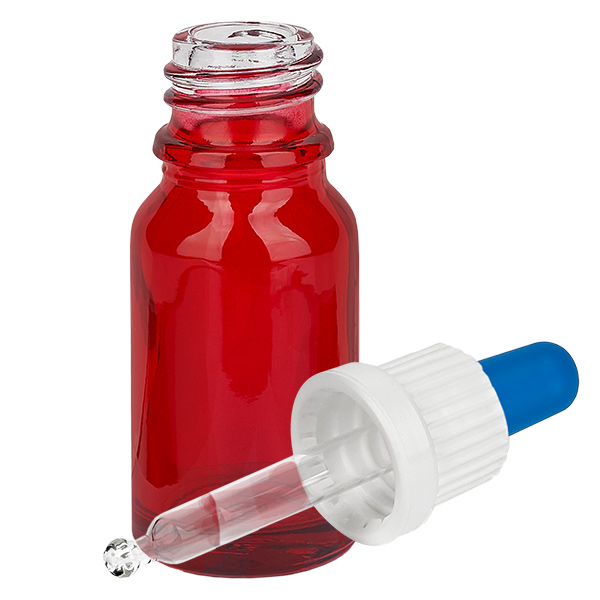 Frasco pipeta de 10 ml branco/azul com fecho inviolável RedLine UT18/10 Frasco pipeta de 10 ml branco/azul com fecho inviolável RedLine UT18/10