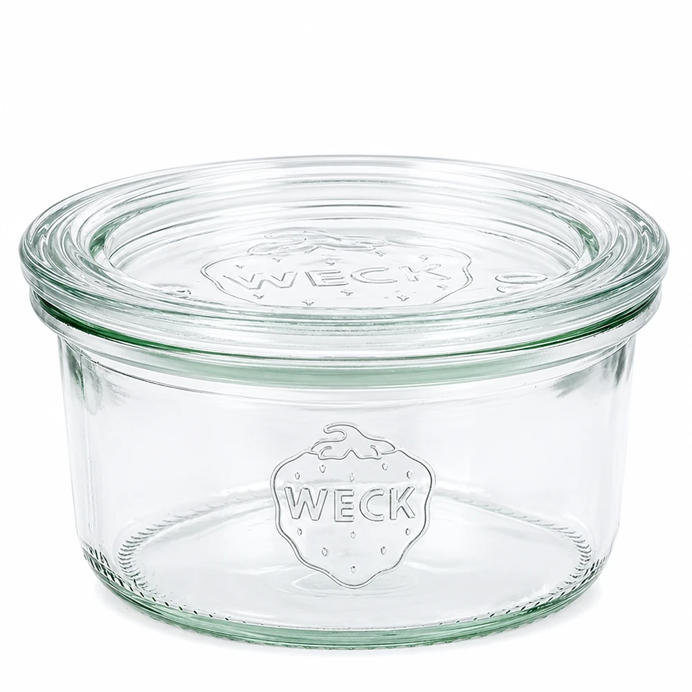 Frasco de vidro WECK 165 ml com tampa de vidro RR80 Frasco de vidro transparente para conservar e armazenar