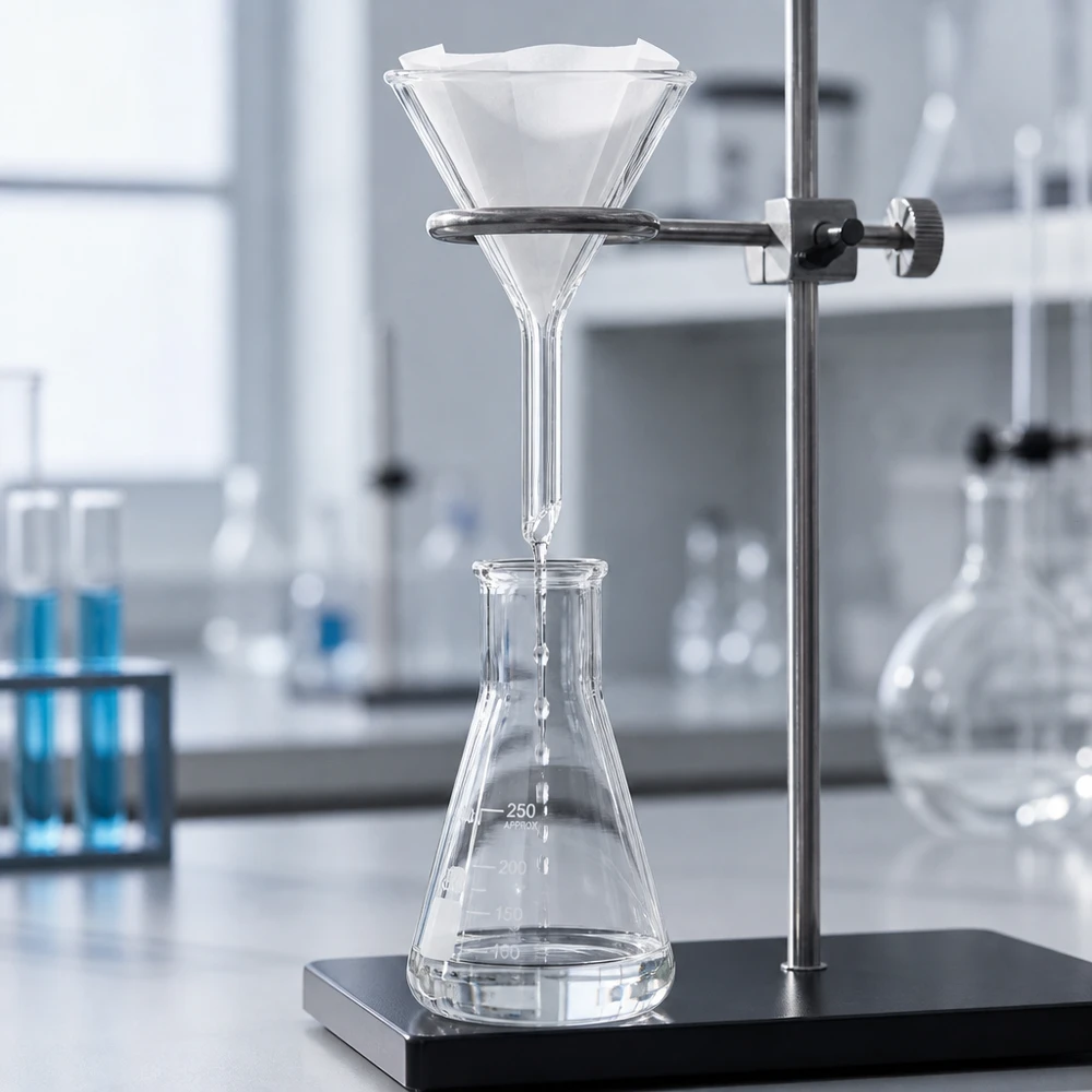 Funil ø45mm cal sodada, ângulo 60°, estilo curto Funil de vidro de precisão de 45 mm com ângulo de 60 graus para uma filtragem eficaz no laboratório e na cozinha