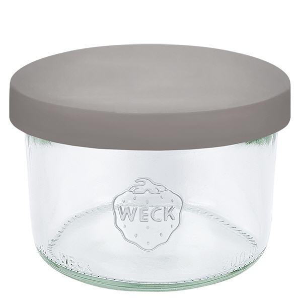 Copos de vidro WECK RR80 de 200ml com tampa de silicone cinzenta